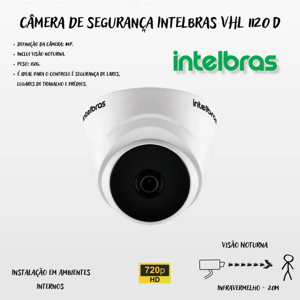 Imagem de Kit 4 câmeras Intelbras  2 internas e 2 externas 20metros completo alta definição