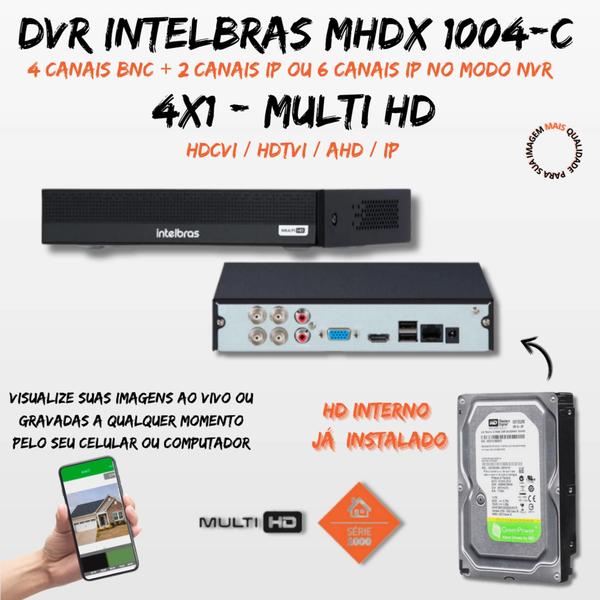 Imagem de Kit 4 câmeras Intelbras 20metros completo alta definição