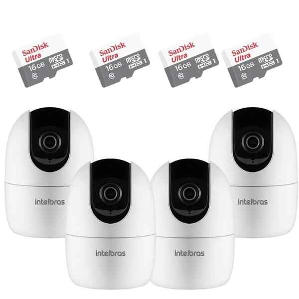 Imagem de Kit 4 Câmeras IP 360 IM4 C Mibo FHD Intelbras + SD 16GB Ultra