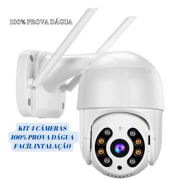 Imagem de KIT 4 Câmeras  Ip Wifi Externa 100% Prova Dágua Visão Noturna Anatel 360 Rotativa Full HD Infravermelho Nf  + 4 Cartão Memória 64 GB