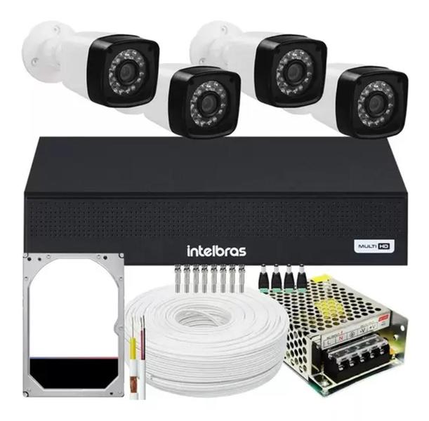 Imagem de Kit 4 Câmeras Segurança Infravermelho Dvr Intelbras Multi Hd Com/HD