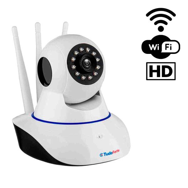 Imagem de Kit 4 Câmeras Tudo Forte Robô Wireless 3 Antenas HD 720p com Áudio e Função Babá Eletrônica Visão Noturna de 10 Metros + cartão de memória de 128 GB