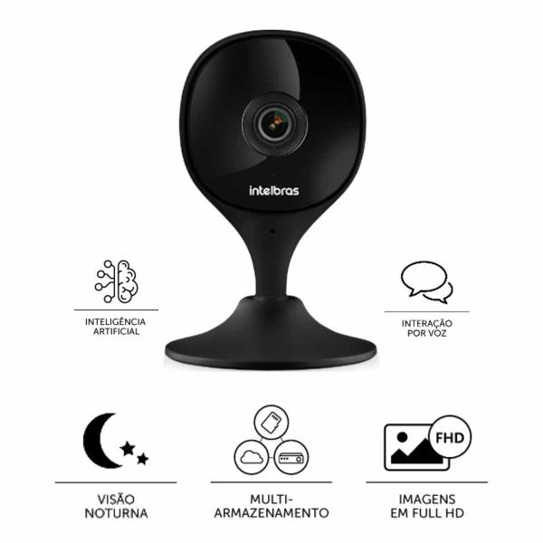 Imagem de Kit 4 Câmeras Wi-Fi com Áudio e Inteligência Artificial iMX C Black Intelbras Visão Superwide Compatível com Alexa + 4 Cartões De Memória 128gb