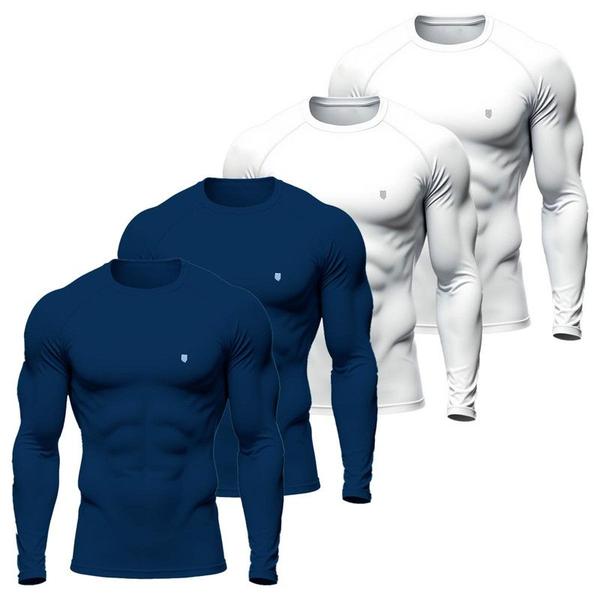 Imagem de Kit 4 Camisa Térmica Masculina UV Segunda Pele Protação Solar 50+ Manga Longa Dry Fit 