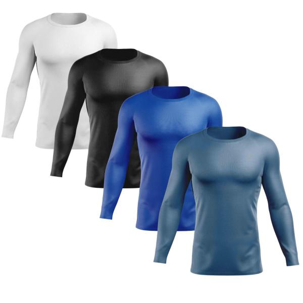 Imagem de Kit 4 Camisas UV Masculinas com Proteção UV 50+ Manga Longa 