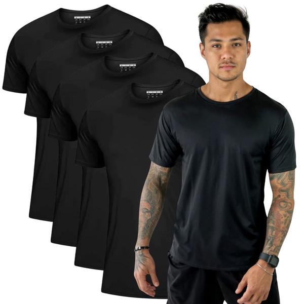 Imagem de Kit 4 Camiseta Masculina Dry Fit Esportiva Gola Redonda Manga Curta 