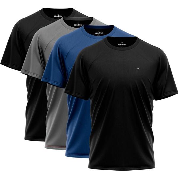 Kit 4 Camisetas Dry fit Sandrini Masculina Leve UV Academia Esportivo