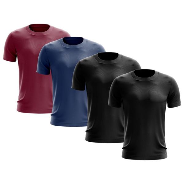 Imagem de Kit 4 Camisetas Masculina Manga Curta Dry Básica Lisa Proteção Solar UV Térmica Blusa Academia