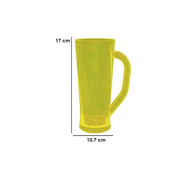 Imagem de Kit 4 Caneca Chopp Cristal Amarelo Neon 430Ml Plástico