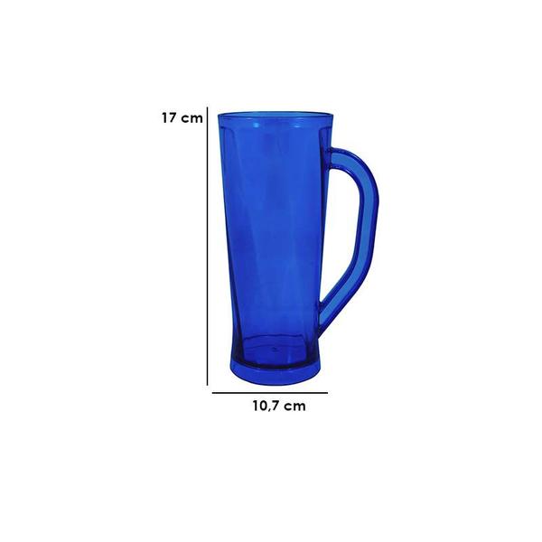 Imagem de Kit 4 Caneca Chopp Cristal Azul 430Ml Plástico