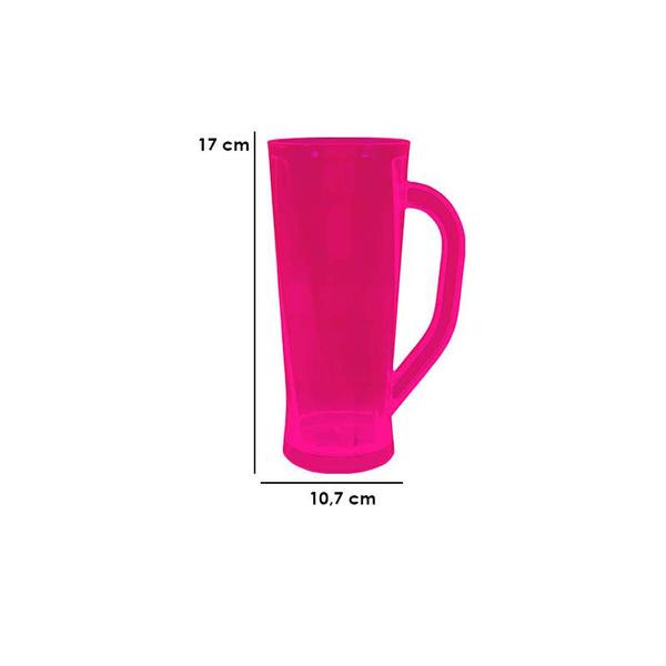 Imagem de Kit 4 Caneca Chopp Cristal Rosa Neon 430Ml Plástico