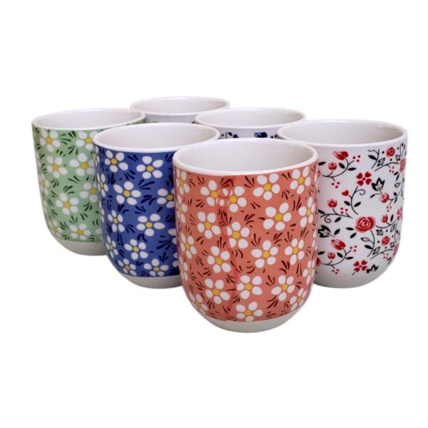 Kit 4 Caneca de Chá Porcelana Decoração Xicara Copo 150ml - Tokyo Design Imagem de Kit 4 Caneca de Chá Porcelana Decoração Xicara Copo 150ml