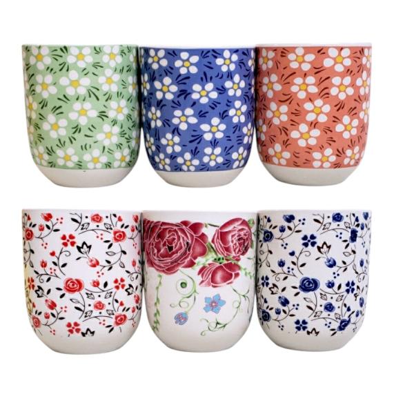 Imagem de Kit 4 Caneca de Chá Porcelana Decoração Xicara Copo 150ml