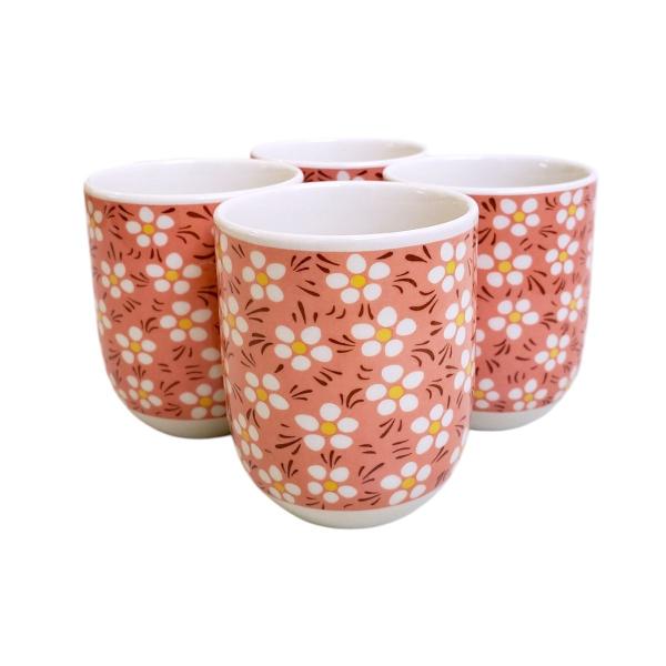 Kit 4 Caneca de Chá Porcelana Decoração Xicara Copo 150ml - Tokyo Design Imagem de Kit 4 Caneca de Chá Porcelana Decoração Xicara Copo 150ml