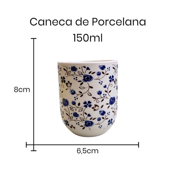 Imagem de Kit 4 Caneca de Chá Porcelana Decoração Xicara Copo 150ml