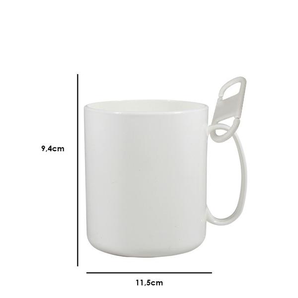 Imagem de Kit 4 Caneca Redonda Clipe Branco 400Ml Plástico