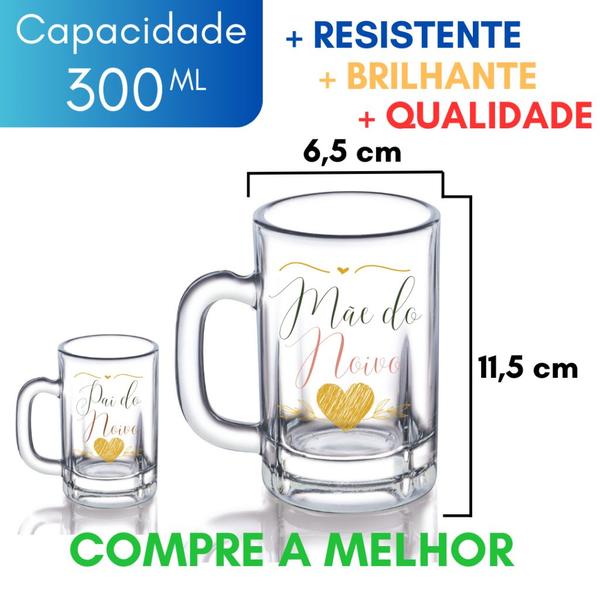 Imagem de Kit 4 Caneca Tabernas Personalizada Pai Mãe da Noiva do Noivo Presente Casamento Madrinha Padrinho