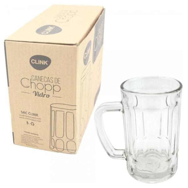 Imagem de Kit 4 Canecas Copo de Chopp Cerveja de Vidro 400ml Bar Resistente