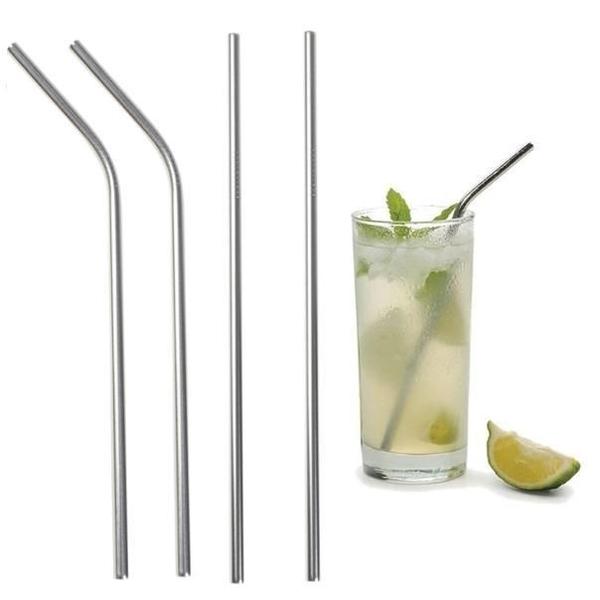 Imagem de Kit 4 Canudos De Metal Reutilizáveis Para Drinks E Bebidas