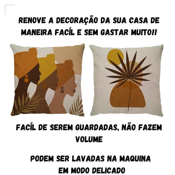 Imagem de kit 4 Capa de Almofada Linho Boho Africana Moderna Terracota Cru 43x43cm