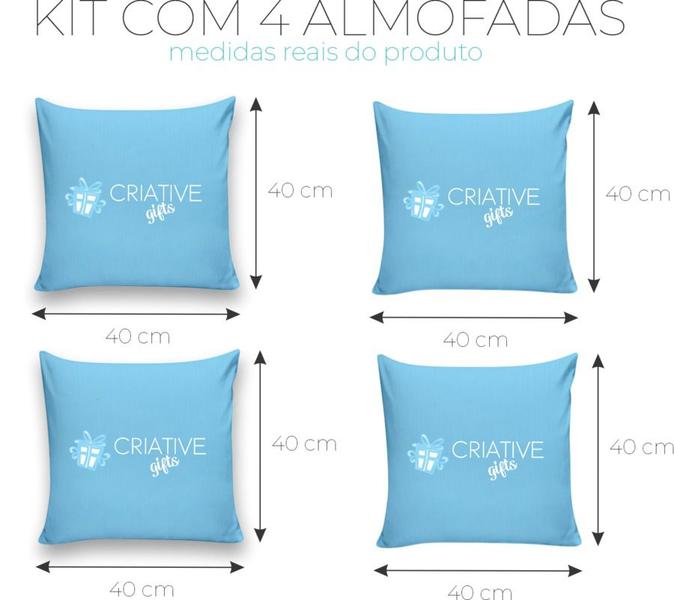 Imagem de Kit 4 Capa De Almofadas Decorativas Personalizado 40x40cm Estampa Girassol