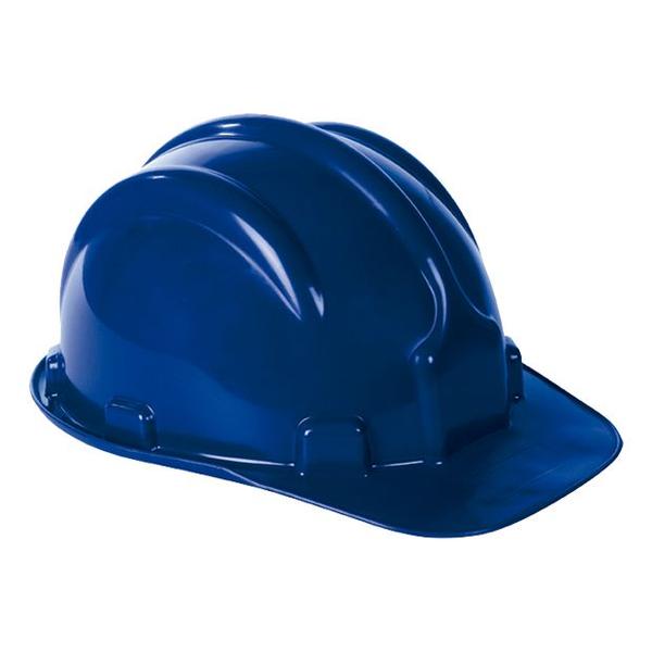 Imagem de Kit 4 capacete plt plastcor em polietileno selo  inmetro azul escuro  c.a 31469 + 4 jugular para capacete - a.t. - abf