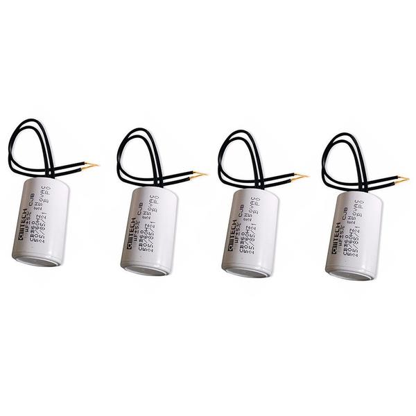 Kit 4 Capacitores 2 Fios Metalizados para 8 UF 250 VAC MVM Imagem de Kit 4 Capacitores 2 Fios Metalizados para 8 UF 250 VAC MVM