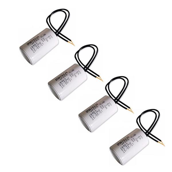 Kit 4 Capacitores 2 Fios Metalizados para 8 UF 250 VAC MVM Imagem de Kit 4 Capacitores 2 Fios Metalizados para 8 UF 250 VAC MVM