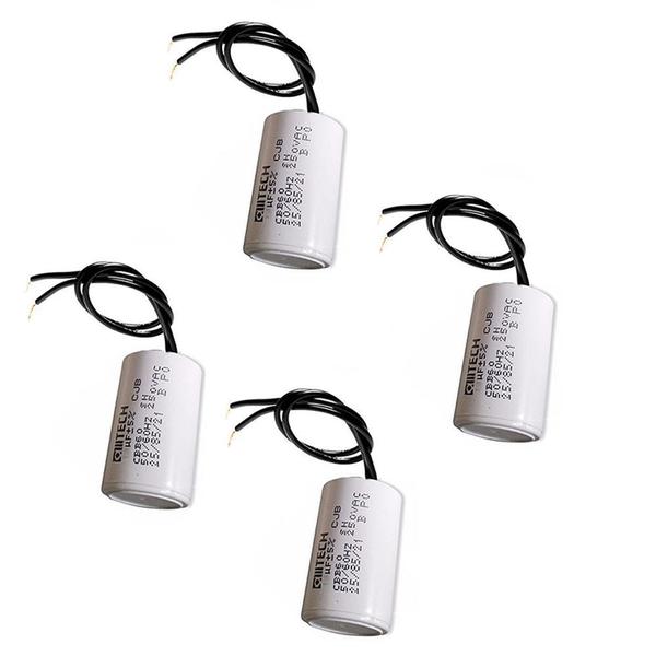 Kit 4 Capacitores 2 Fios Metalizados para 8 UF 250 VAC MVM Imagem de Kit 4 Capacitores 2 Fios Metalizados para 8 UF 250 VAC MVM