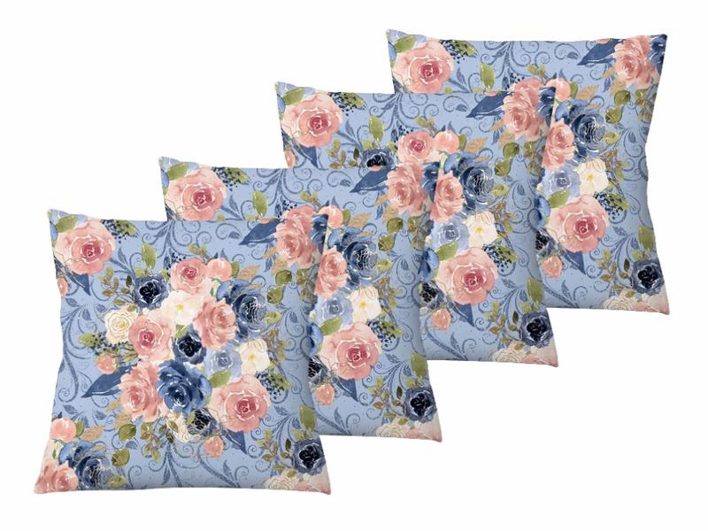 Imagem de Kit 4 Capas Almofada Decorativas Flores Zipper Floral 45