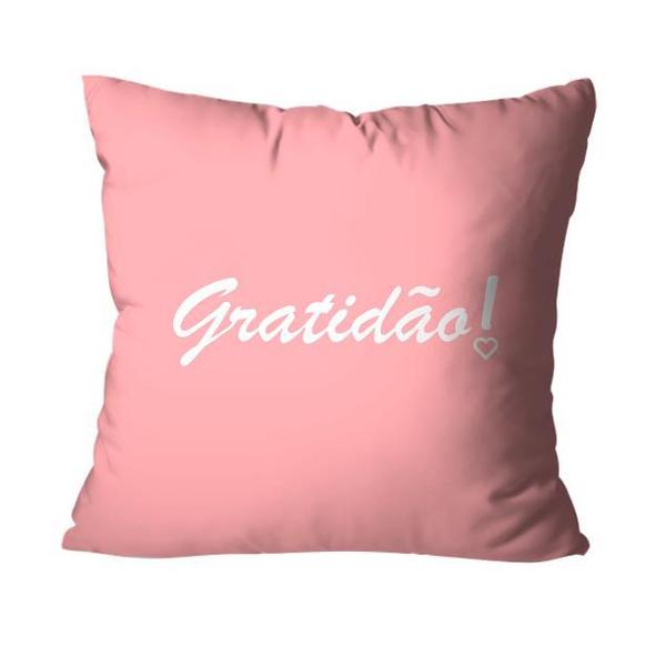 Imagem de Kit 4 Capas Almofadas Decorativas Gratidão Rosa Cinza 45x45