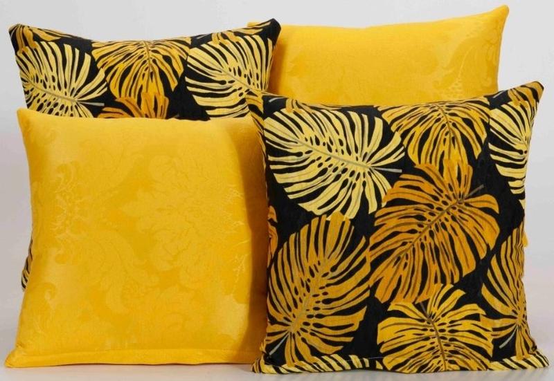 Imagem de Kit 4 Capas de Almofada Decorativas para Sofá Estampa Amarelo