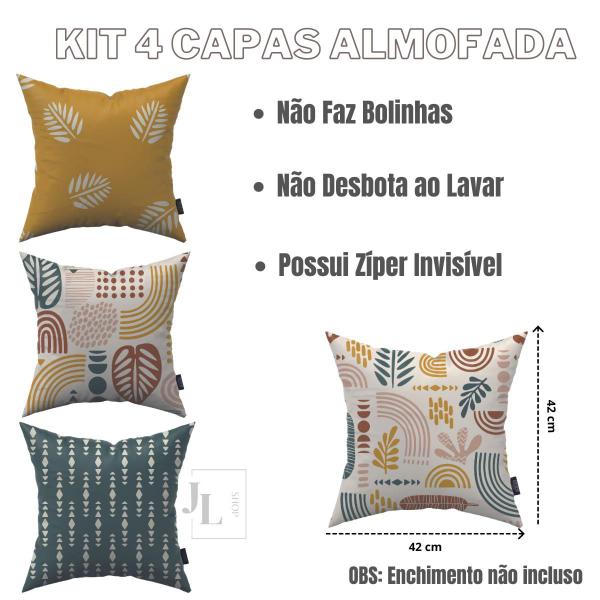 Imagem de Kit 4 Capas De Almofada Elegante Modernas Estampas Exclusivas 42x42cm