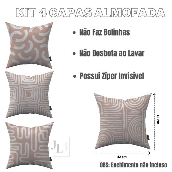 Imagem de Kit 4 Capas De Almofada Elegante Modernas Estampas Exclusivas 42x42cm