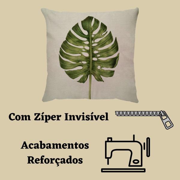 Imagem de Kit 4 Capas de Almofada Linho Estampada Folhagem Verde 43x43cm