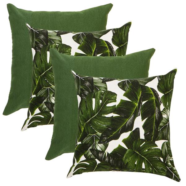 Imagem de Kit 4 Capas de Almofada Verona Decorativa 45 x 45 cm Premium Estampa Folhas Verde