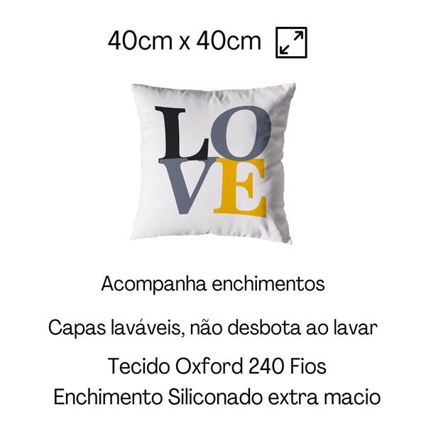 Imagem de Kit 4 Capas de Almofadas Cheias Estampa HAPINESS 40cmX40cm