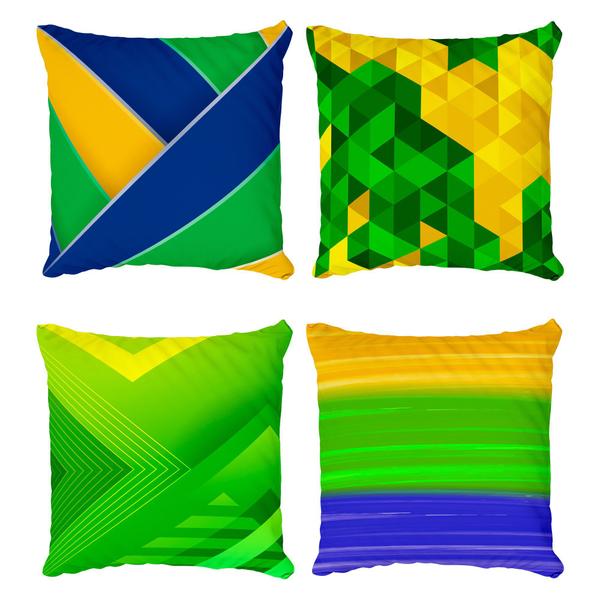 Imagem de Kit 4 Capas De Almofadas Decorativa Futebol Brasil Cores e Formas Geométricas