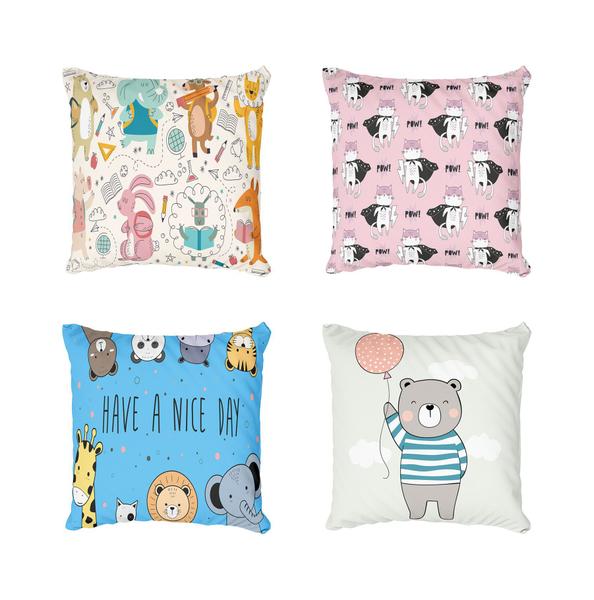 Imagem de Kit 4 Capas De Almofadas Decorativa Infantil Cute