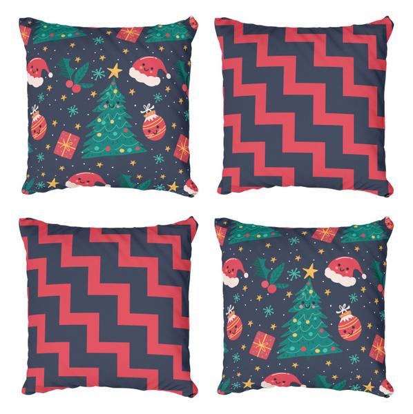 Imagem de Kit 4 Capas De Almofadas Decorativa Natal Gorrinhos