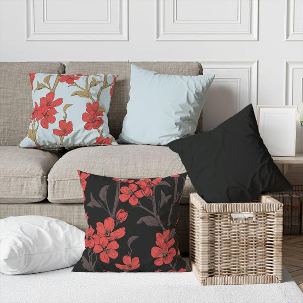 Imagem de Kit 4 Capas De Almofadas Decorativa Red Flowers