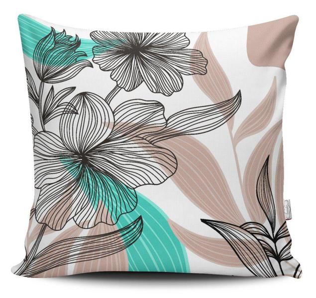 Imagem de Kit 4 Capas de Almofadas Decorativas Estampadas - Flores Modernas - VKAZA