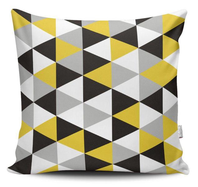 Imagem de Kit 4 Capas de Almofadas Decorativas Estampadas - Geométrico Amarelo - VKAZA