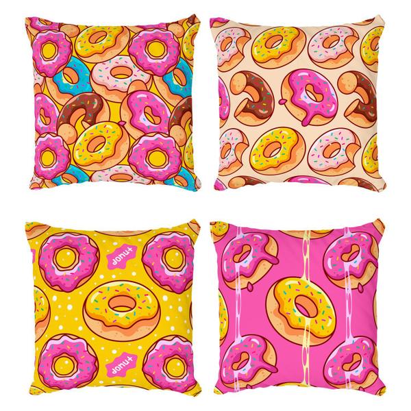 Imagem de Kit 4 Capas De Almofadas Decorativas Rosquinhas Donuts