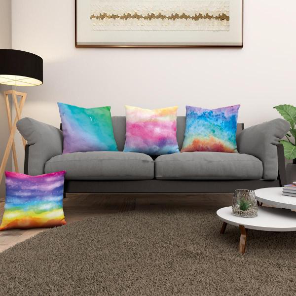 Imagem de Kit 4 Capas De Almofadas Decorativas Zíper Invisível Tie Dye