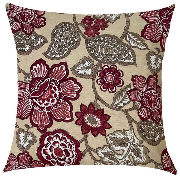 Kit 4 Capas de Almofadas Maxi Floral e Listras Marsala 45x45cm - Sua Casa Decor Imagem de Kit 4 Capas de Almofadas Maxi Floral e Listras Marsala 45x45cm