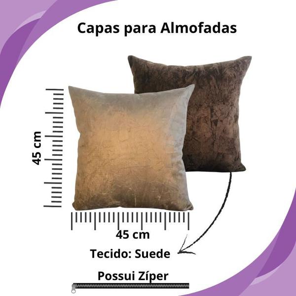 Imagem de Kit 4 Capas De Almofadas Sued 2 Cores 45x45 Tecido De Excelente Qualidade