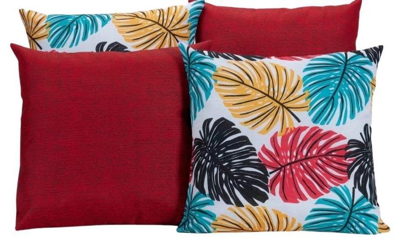 Kit 4 Capas De Almofadas Vermelha Com Folhas Coloridas - Casahome Imagem de Kit 4 Capas De Almofadas Vermelha Com Folhas Coloridas
