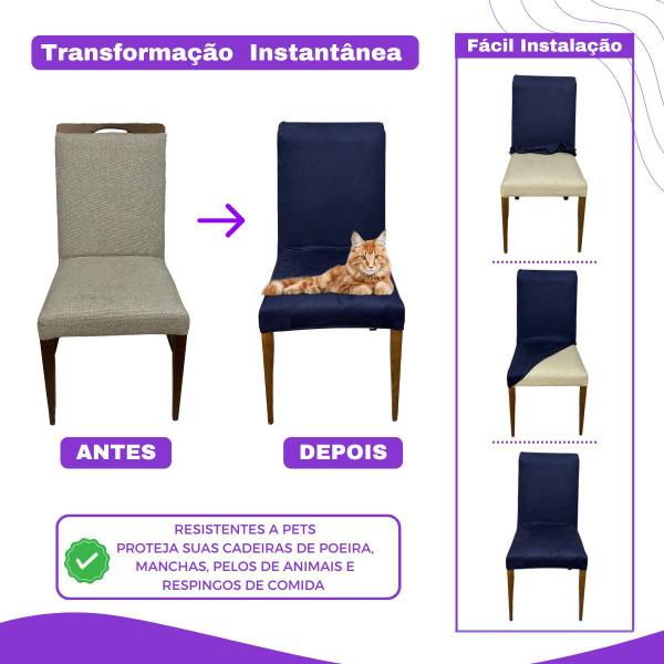 Imagem de Kit 4 Capas de Cadeira em Suede Resistentes à Gatos 