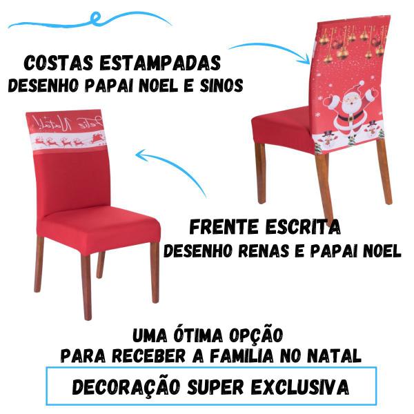 Imagem de Kit 4 Capas de Cadeira Jantar Malha Estampadas Natal Decoração de Fim de Ano